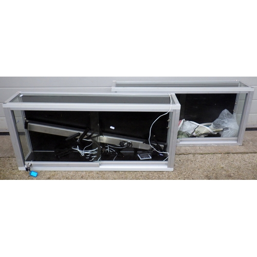 613 - A pair of aluminium framed display cabinets 99cm wide