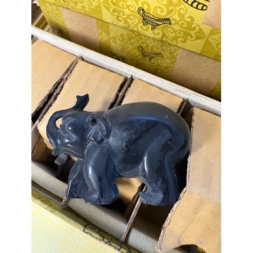 14 - A qty of carved and polished stone animals