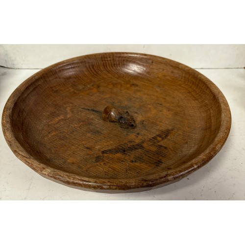 415 - A Mouseman English Oak Bowl with carved mouse trademark. 29cm diameter.
