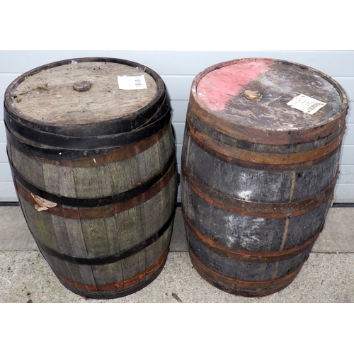 618 - Two coopered barrels, 89cm tall