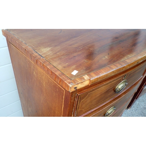 654 - Two 19th cen mahogany chests of drawers, bow fronted and straight fronted (a/f)
