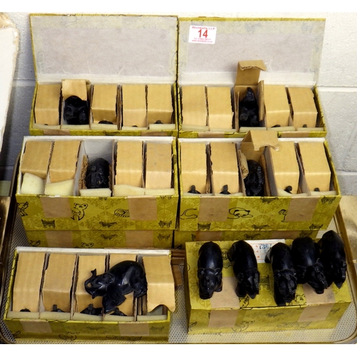 14 - A qty of carved and polished stone animals