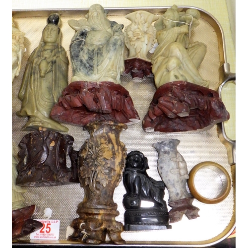 25 - A group of carved and polished stone Immortals etc