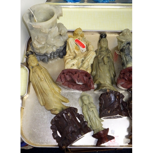 25 - A group of carved and polished stone Immortals etc