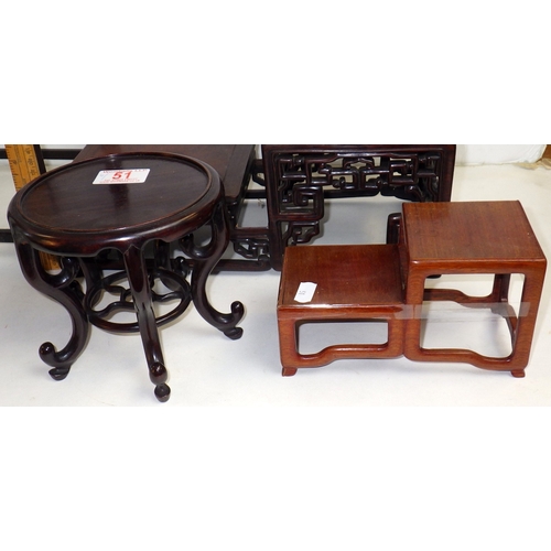 51 - A group of Oriental hardwood stands