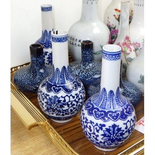 73 - A qty of misc Chinese spill vases, 8-15cm tall