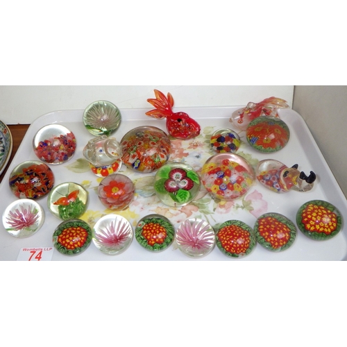 74 - A group of misc Oriental glass paperweights