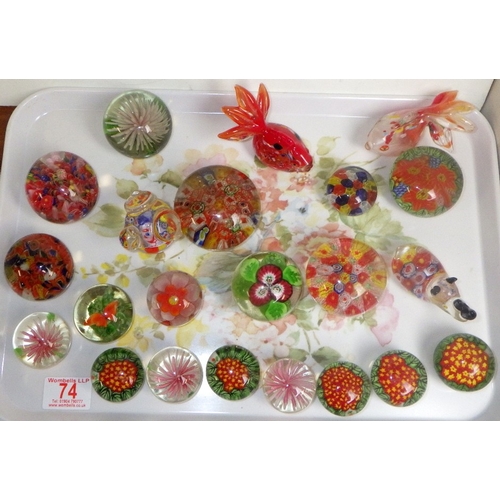 74 - A group of misc Oriental glass paperweights