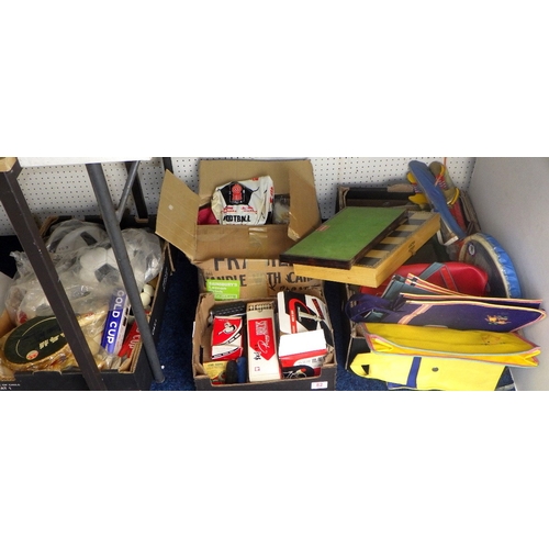 82 - A large qty of misc to inc footballs, ping pong, cycling accessories, bags etc (qty)