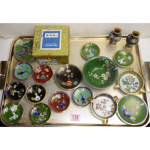 128 - A group of cloisonné pin dishes, ash trays etc