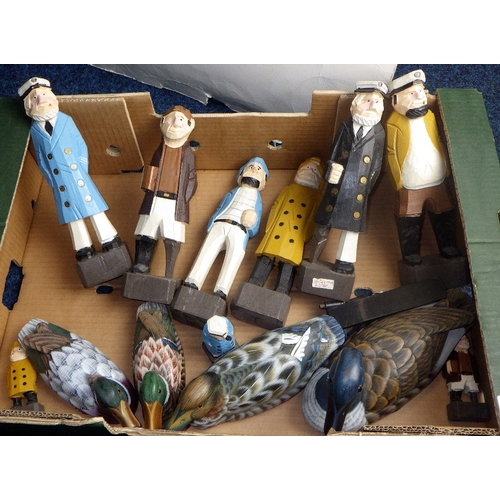 161 - A qty of maritime carved wooden figures etc
