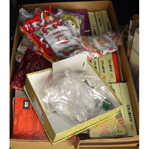 162 - A large group of Chinese collectables to inc calendars, diaries, basketware etc (5)