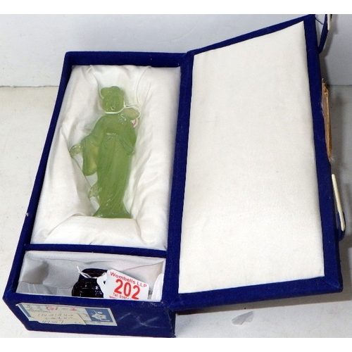 202 - A circa 1960s / 1970s Chinese jade carved figure of a woman on a wooden stand