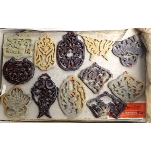 207 - Three boxes of Oriental carved and polished stone amulets (3)
