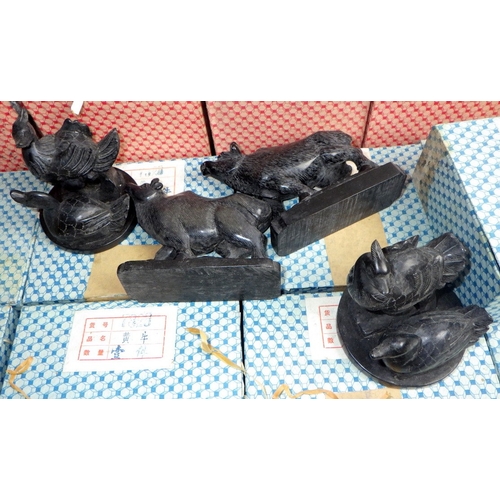 214 - A qty of carved and polished stone animals