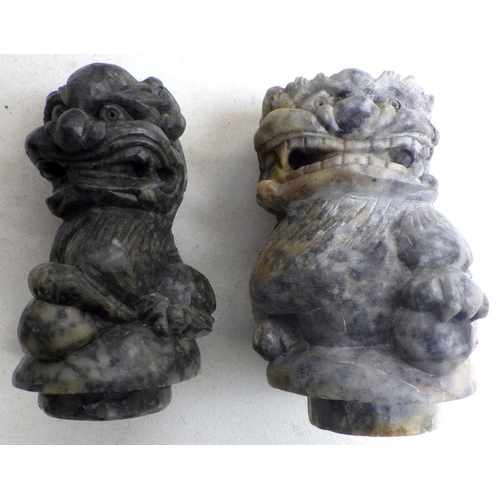 222 - Two Oriental carved and polished stone incense burners (2)