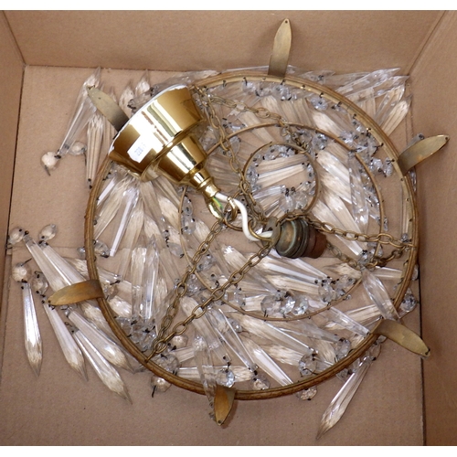 667 - An Edwardian oval occasional table, chandelier & a tripod table (3) (a/f)