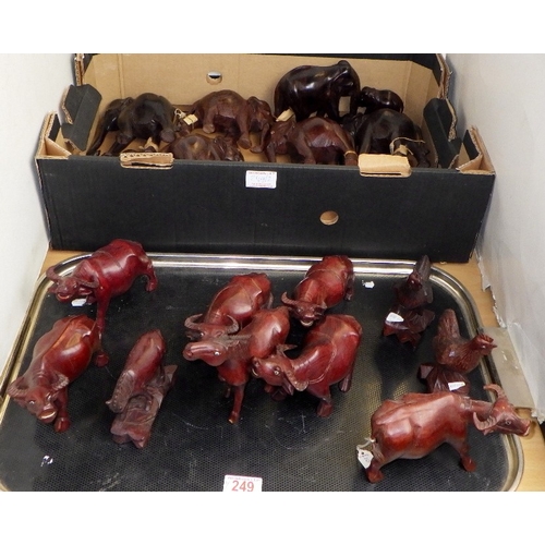 249 - A qty of misc carved hardwood animals (2)