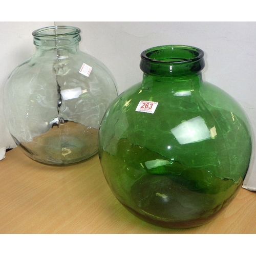 263 - Two glass carboys, 36cm tall