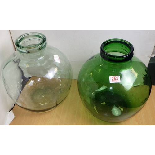 263 - Two glass carboys, 36cm tall