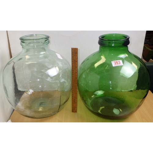 263 - Two glass carboys, 36cm tall