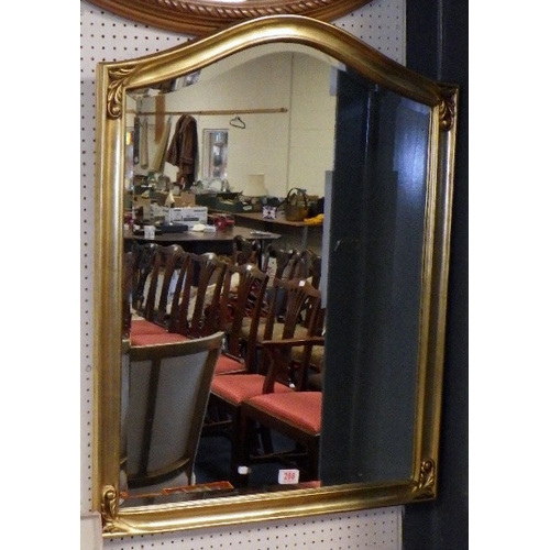 288 - A modern bevelled gilt mirror and a pine framed mirror (2)