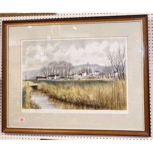 289 - A qty of misc watercolours together with a Jeremy King pencil signed print (8)
