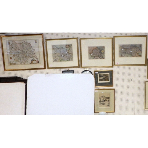 291 - A group of Four framed maps together with two signed etchings (6)