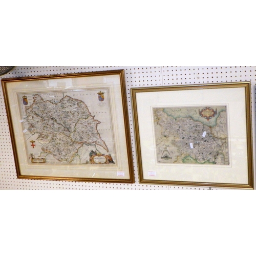 291 - A group of Four framed maps together with two signed etchings (6)