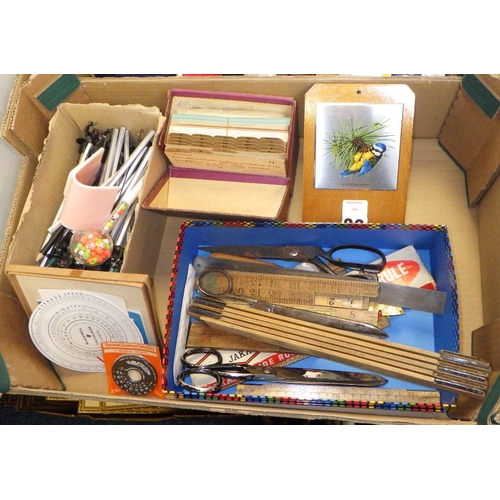 297 - A qty of misc to inc vintage rulers, metal filing box etc (3)
