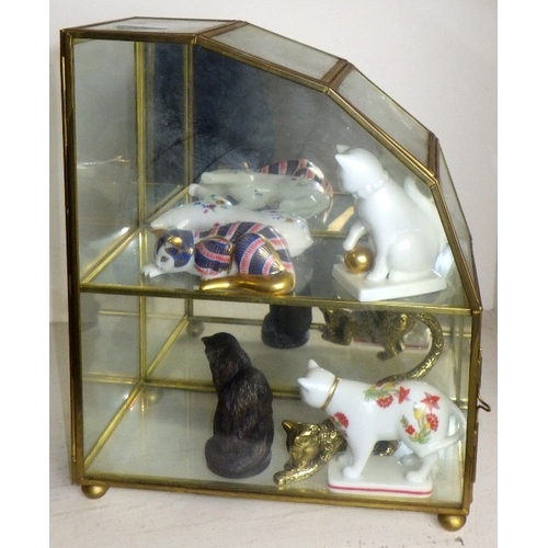 317 - A collection of Curio Cabinet Cats in display cases