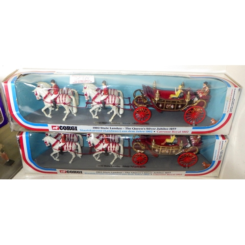 323 - Three Corgi Royal Stage Coaches together with two further stage coaches (5)