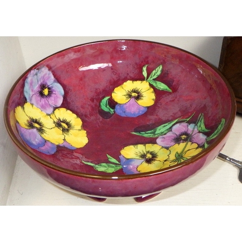 329 - Royal Doulton 'Pansy - Mottled Ground' pedestal bowl together with a Westminster Chime 8day mantle c... 