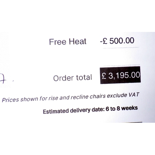 741 - A nearly new Muick Sandy electric reclining arm chair, cost £3195. See receipt details. Recline & ma... 