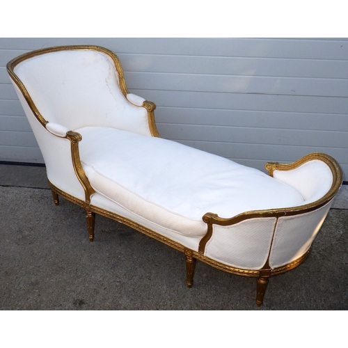 742 - A giltwood framed upholstered day bed, a/f, 198cm long