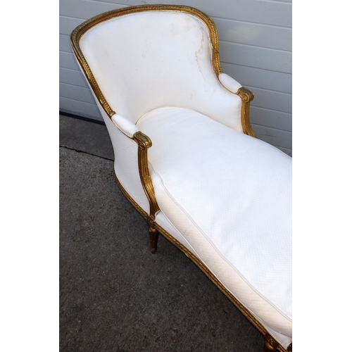 742 - A giltwood framed upholstered day bed, a/f, 198cm long