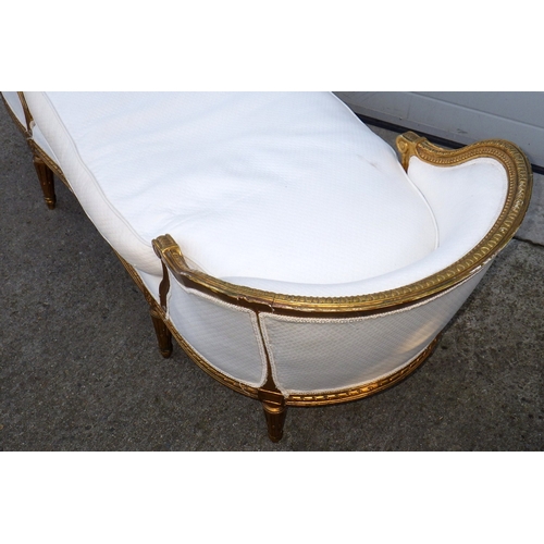 742 - A giltwood framed upholstered day bed, a/f, 198cm long