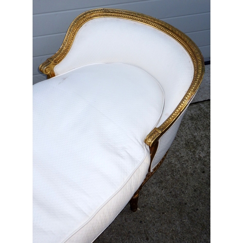 742 - A giltwood framed upholstered day bed, a/f, 198cm long