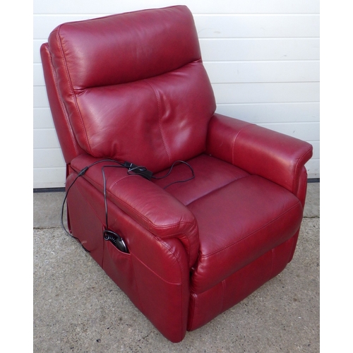 726 - A red leather electric recliner chair