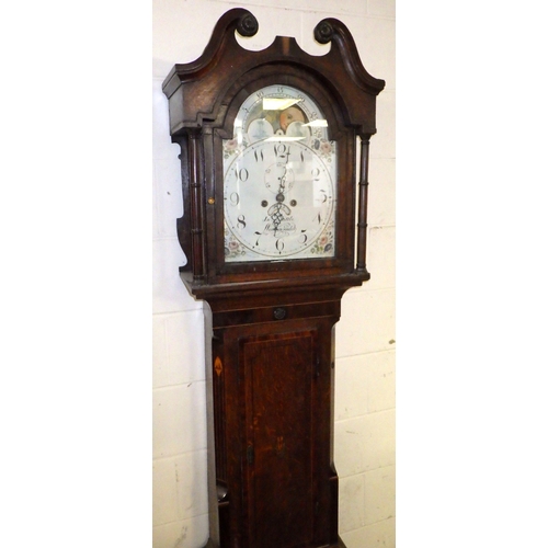 738 - A 19th cen oak & mahogany banded longcase clock with painted face & moon roller, John Spittle, Wimes... 