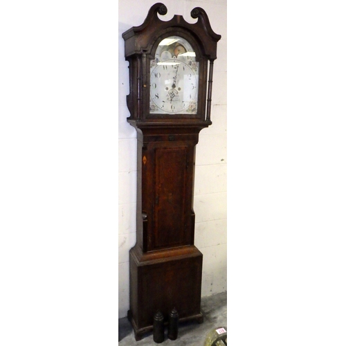 738 - A 19th cen oak & mahogany banded longcase clock with painted face & moon roller, John Spittle, Wimes... 