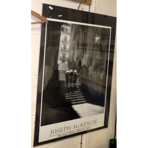 377 - Two framed insect boards, framed horse figure wall art etc