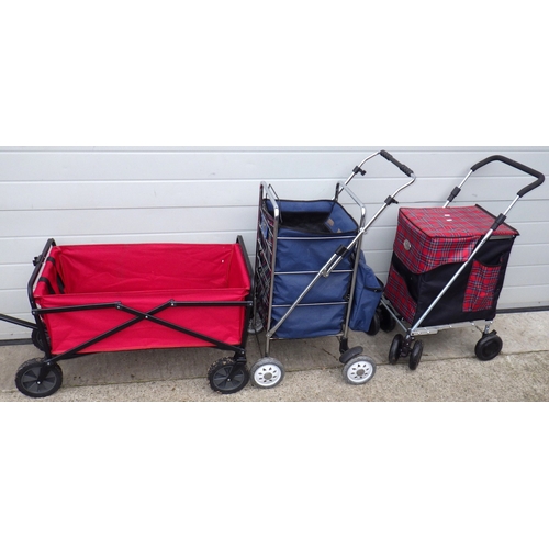 764 - Two shopper trollies and a larger trolley (3)