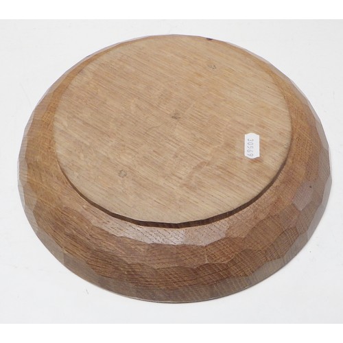 415 - A Mouseman English Oak Bowl with carved mouse trademark. 29cm diameter.