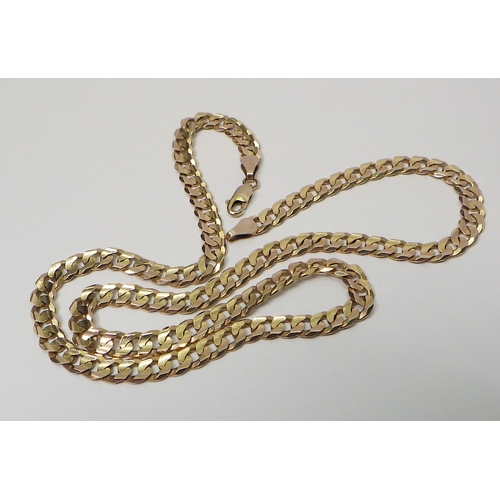 44 - A 9ct gold concave curb link chain necklace.  472mm long / 5mm / 20g