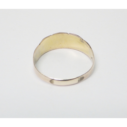 29 - A late Victorian 9ct gold Gothic Revival taste ring set with eight seed pearls and four rubies in th... 