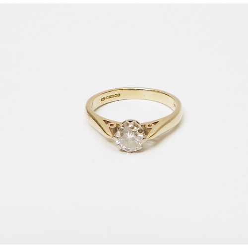 30 - An 18ct gold diamond solitaire ring.  The round cut diamond approx 4.2mm diameter / 2.5g gross.
