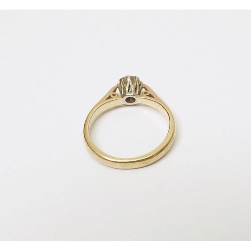 30 - An 18ct gold diamond solitaire ring.  The round cut diamond approx 4.2mm diameter / 2.5g gross.