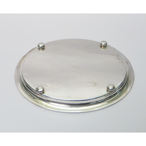 4 - An oval card tray, Birmingham 1928.  145 x 122mm / 150g