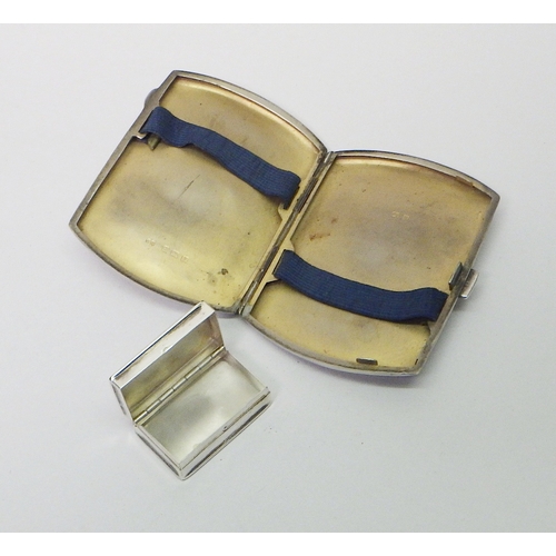 8 - A silver cigarette case, 70g; a meerschaum pipe carved with a lion head mask; a trinket box, white m... 